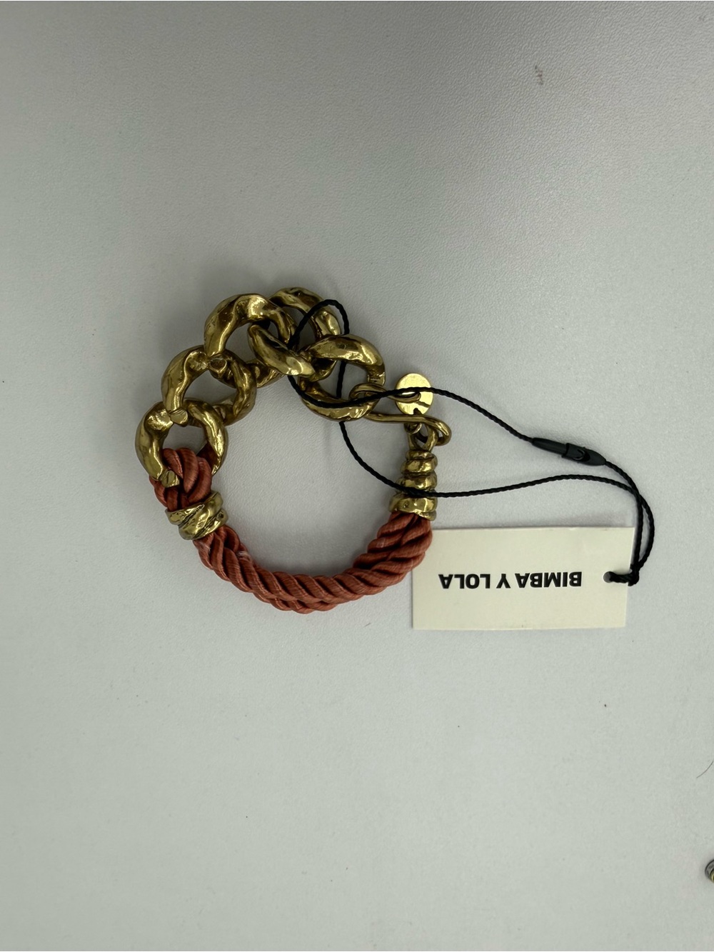 Bimba y Lola Gold-Chain & Rust Rope Bracelet